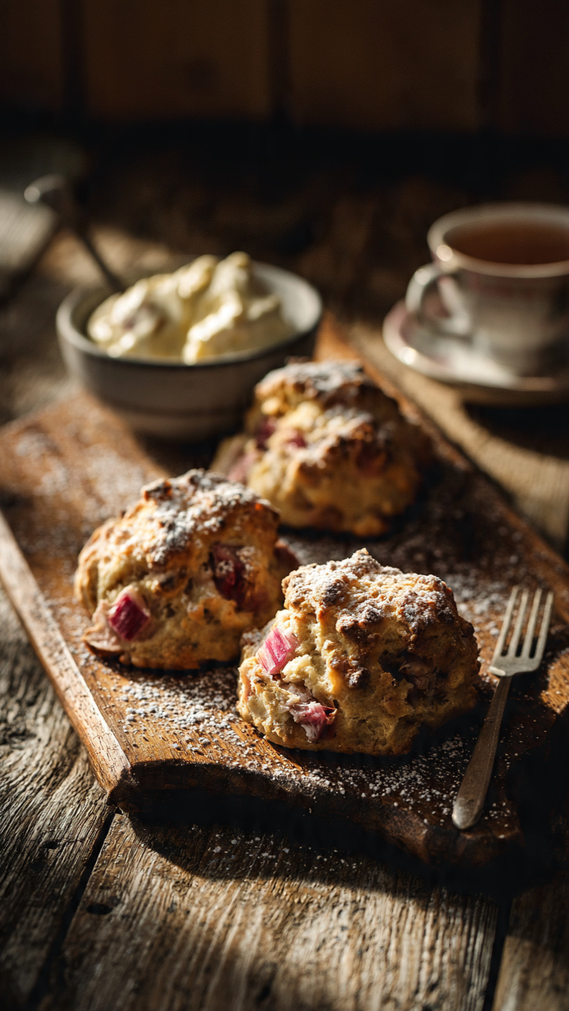Rhubarb Scones with Sweet Vanilla Glaze