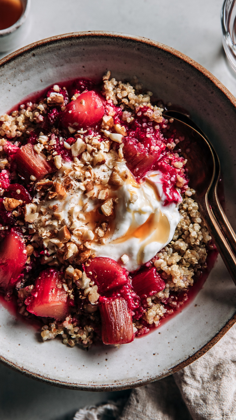 Rhubarb Quinoa Breakfast Bowl