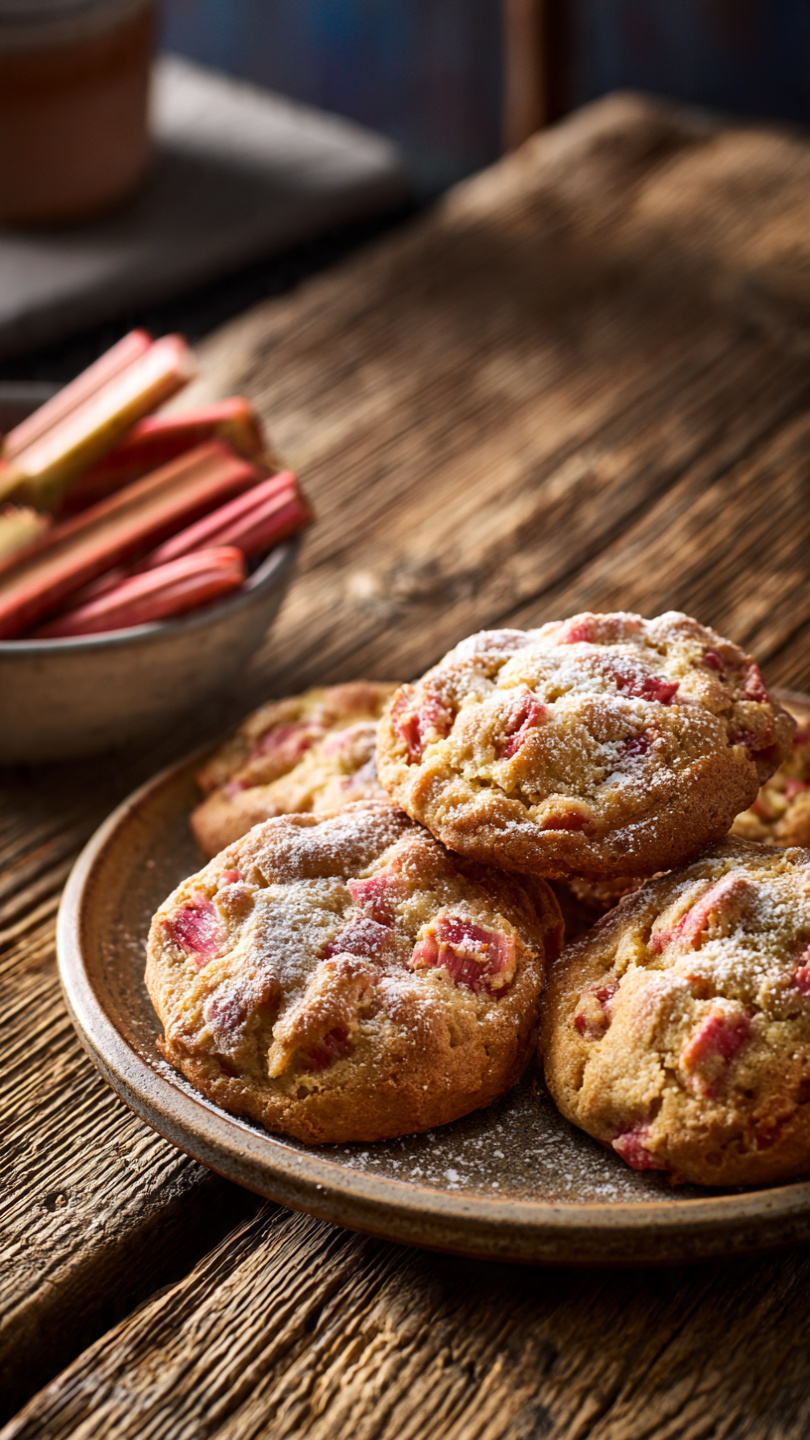 Rhubarb Cookies with Brown Butter Glaze