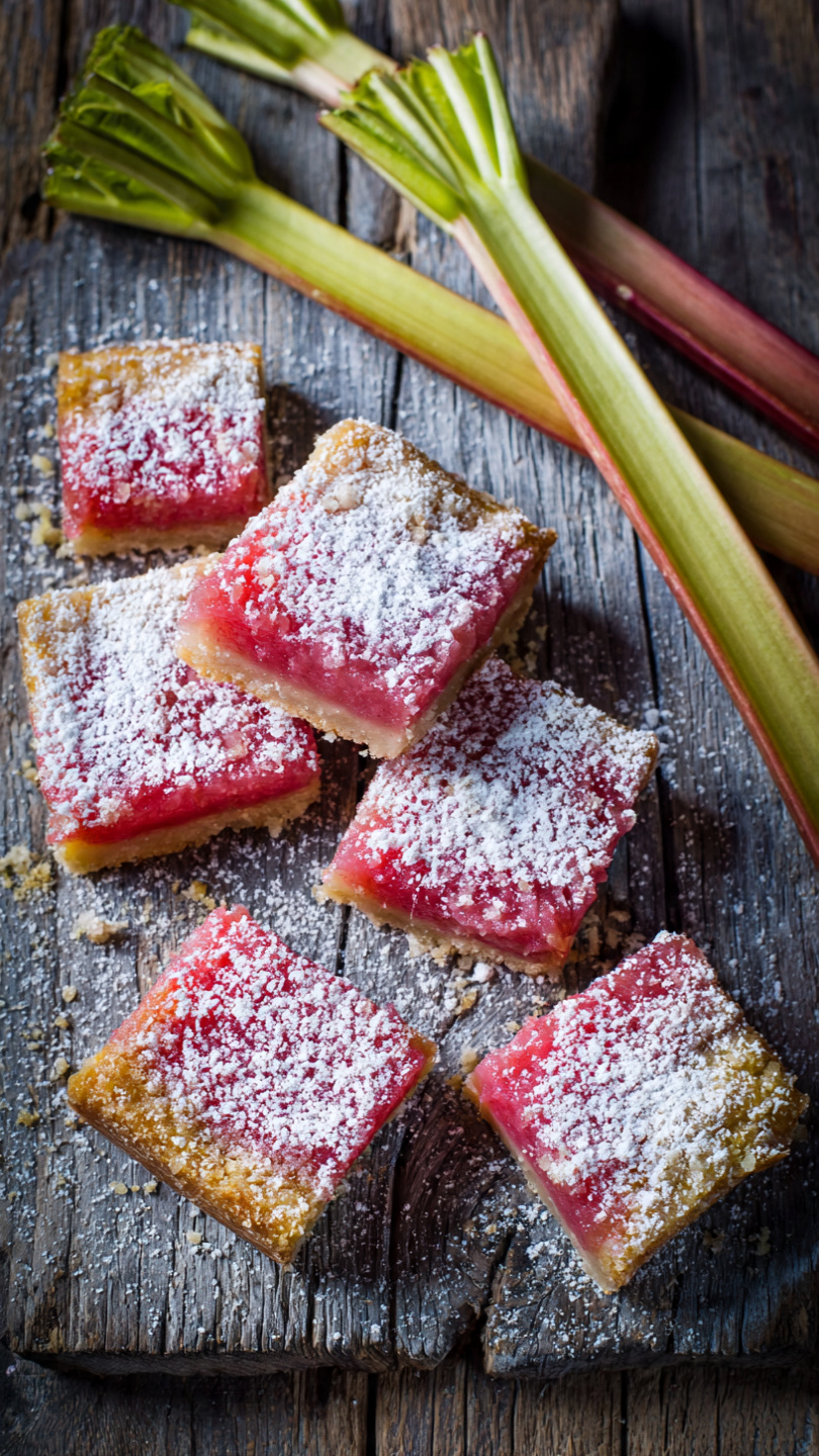 Rhubarb Bars with Buttery Shortbread Crust