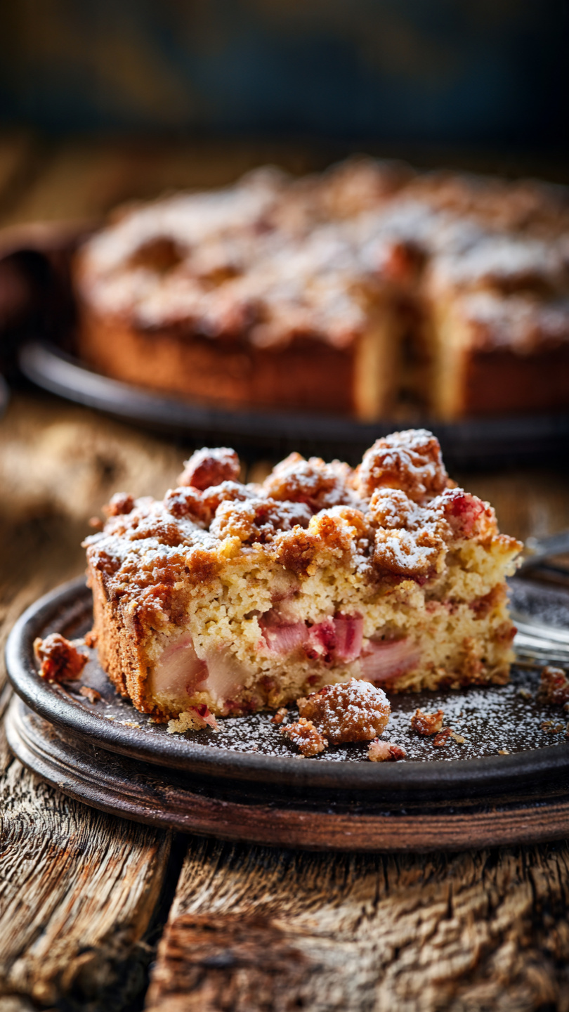 Rhubarb Coffee Cake with Brown Sugar Streusel