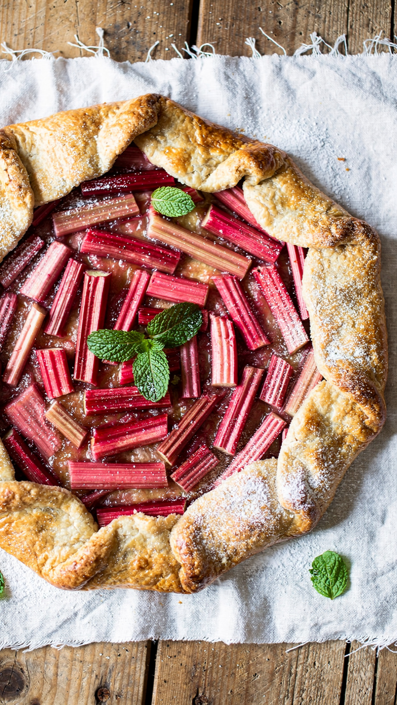 Rustic Rhubarb Galette with Honey and Vanilla Cream